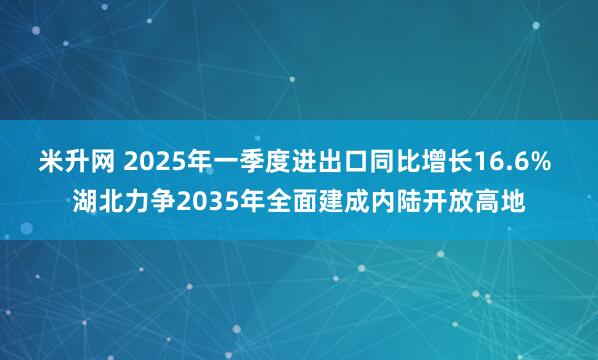米升网 2025年一季度进出口同比增长16.6% 湖北力争2035年全面建成内陆开放高地